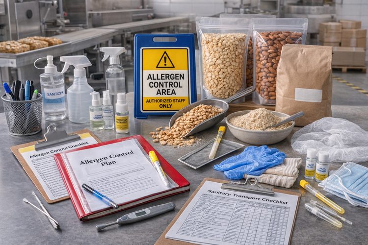 Illustrated placeholder for article titled Allergen Controls in Almond Processing and Co-Packing